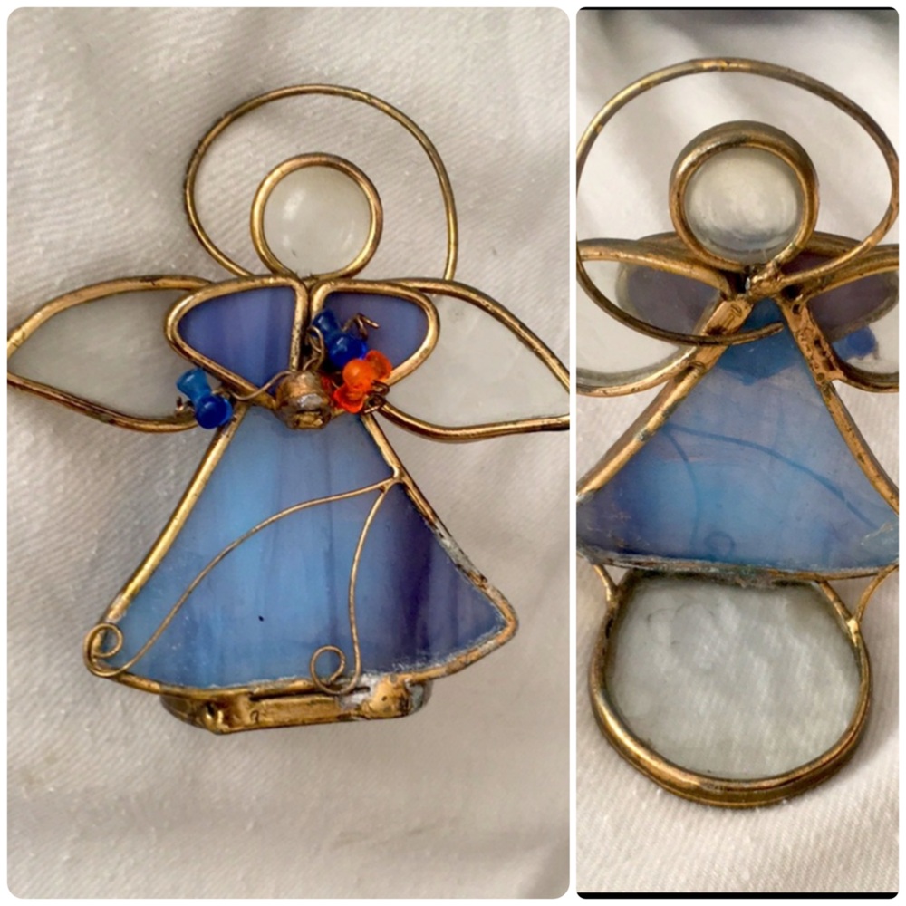 Handmade Stained Glass Angel Tea Light Holder 🕯️💫
Blue Glass, Brass Plated Metal